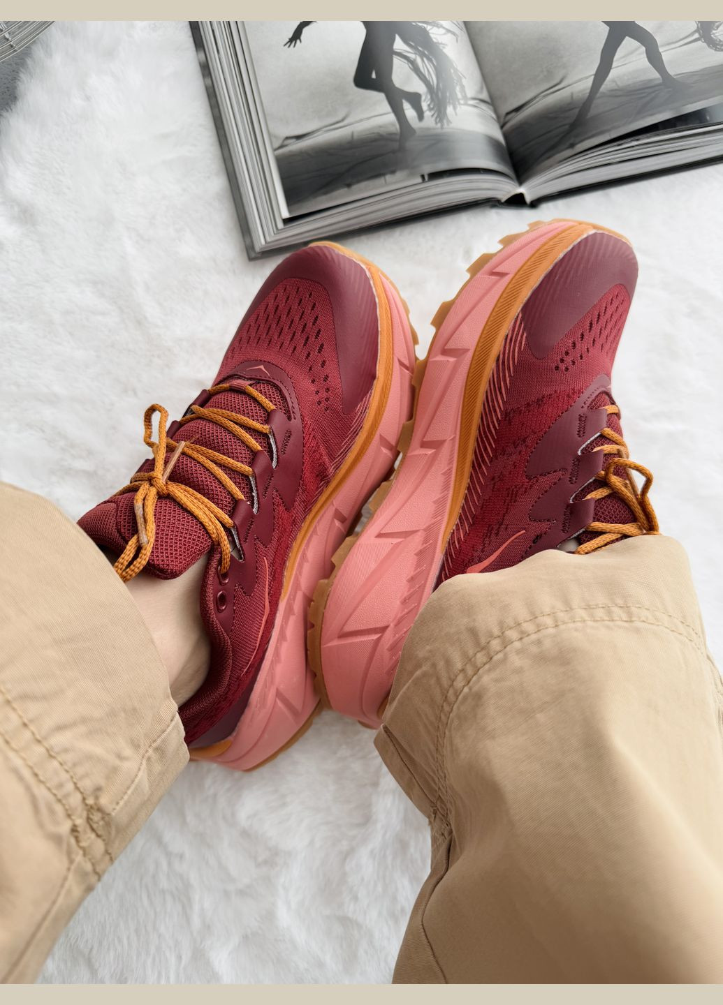 Кросівки жіночі Hoka Skyline-Float X Bordo Peach| Хока Скайлайн-Флоат бордові No Brand бордові демісезони (340055404)