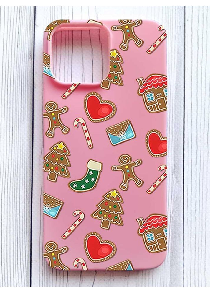 Матовий рожевий чохол на iPhone 16 Pro Max Різдвяний фон (принт 181) Creative (362966789)