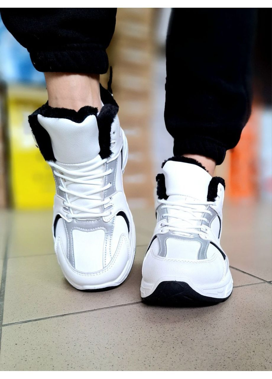 Зимние белые кроссовки женские с утеплителем из меха Stilli кросівки белые зима (362646988)