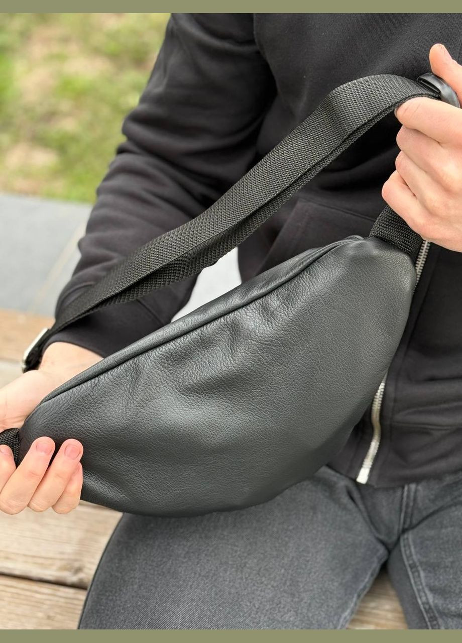 Шкіряна сумка на пояс бананка чорна No Brand Бананка (340459557)