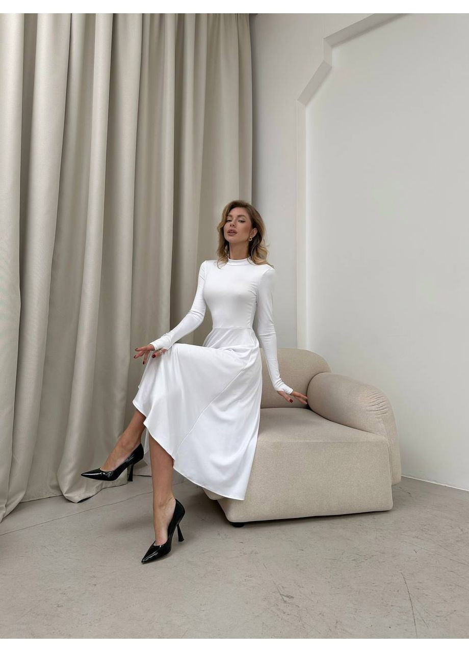Білий вечірня сукня з мікродайвінгу • витончена та яскрава • заміри в описі GD/GL Модний простір однотонна