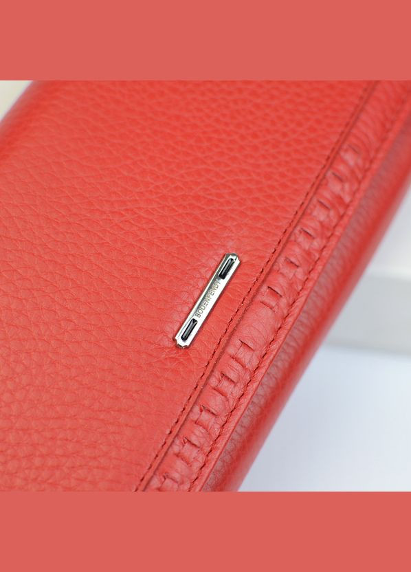 Червоний жіночий шкіряний класичний гаманець на кнопці No Brand (333300290)