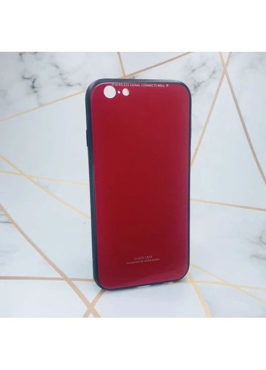 Силіконовий чохол Glass case зі скляною задньою панеллю на iPhone 6/6s:: Червоний Creative (389081718)
