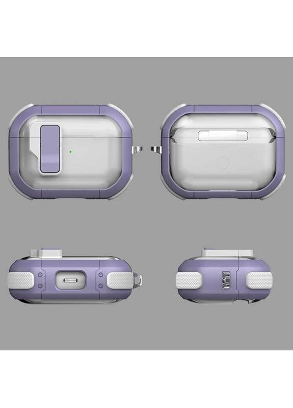 Футляр протиударний Locking Button для навушників Airpods Pro Light Purple No Brand (361077889)
