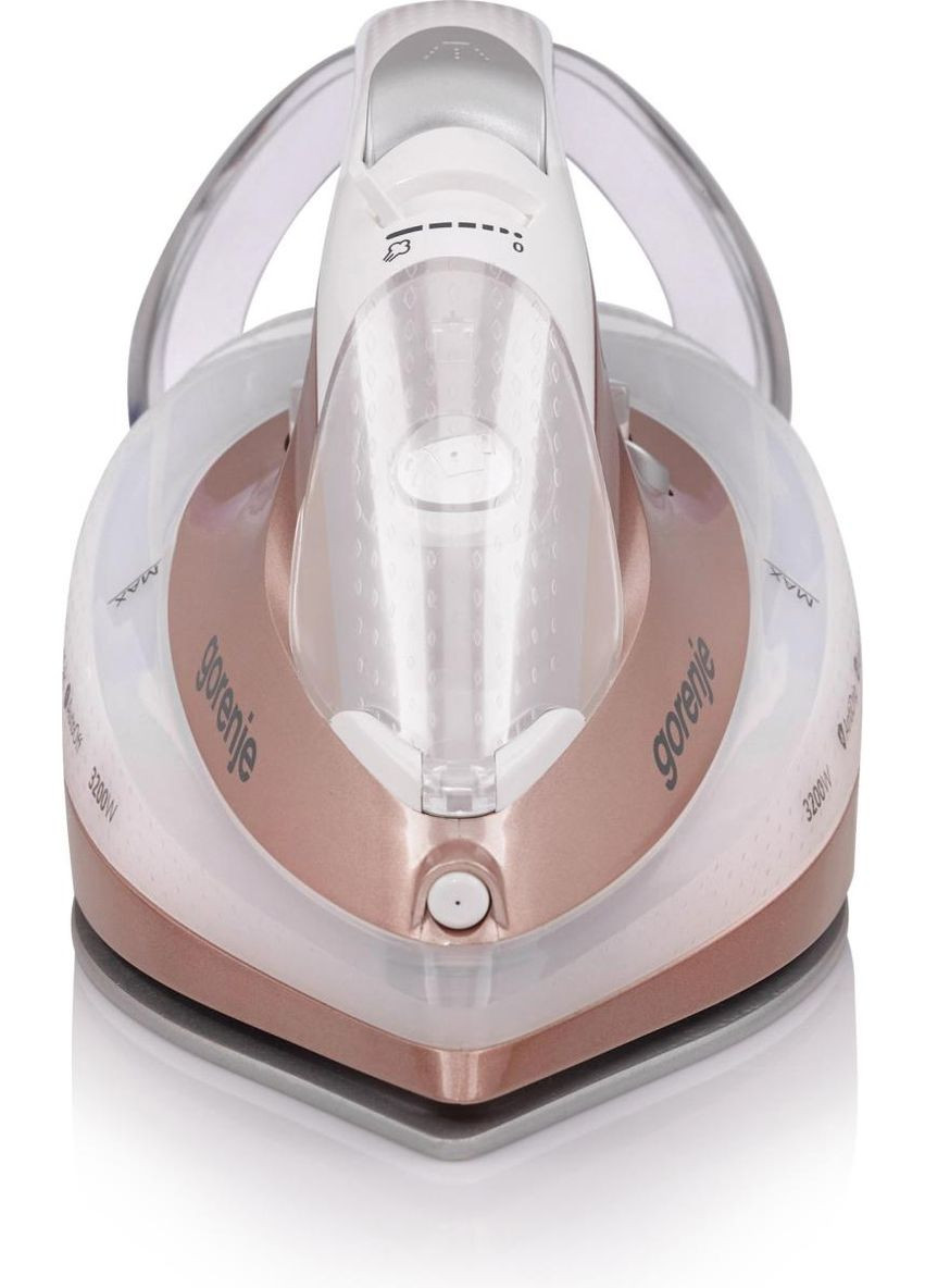 Утюг, 3200Вт, 420мл, паровой удар-250гр, верт. отпаривание, антинакипь, автоотключение, керам. подошва, бронзово-белый Gorenje (370616492)