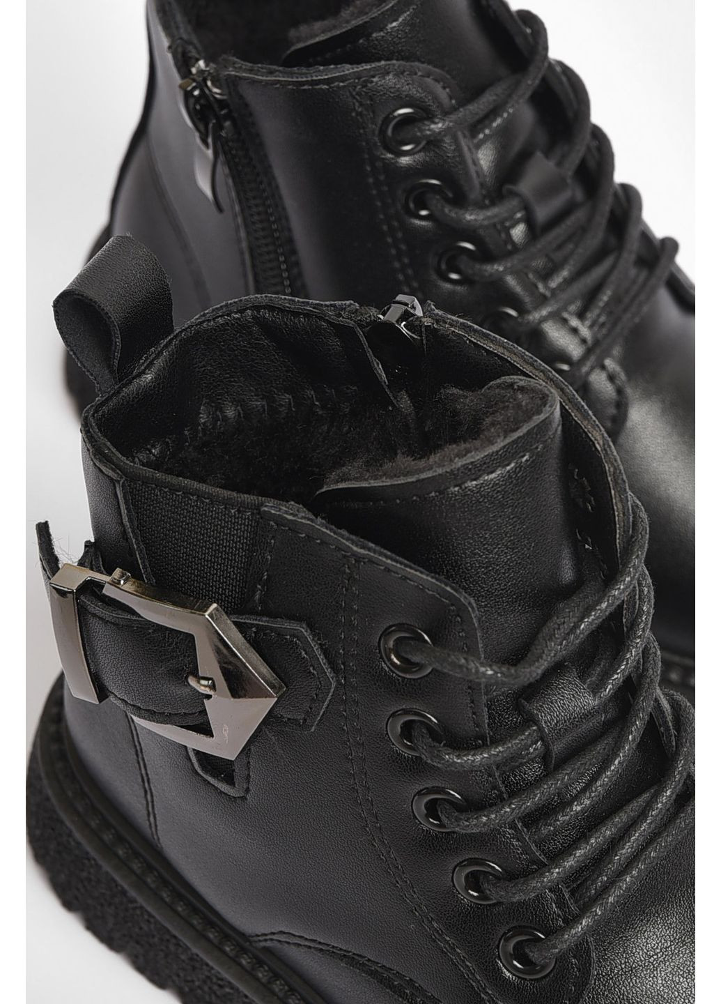 Черные кэжуал зимние ботинки детские для девочки черного цвета зимние Let's Shop