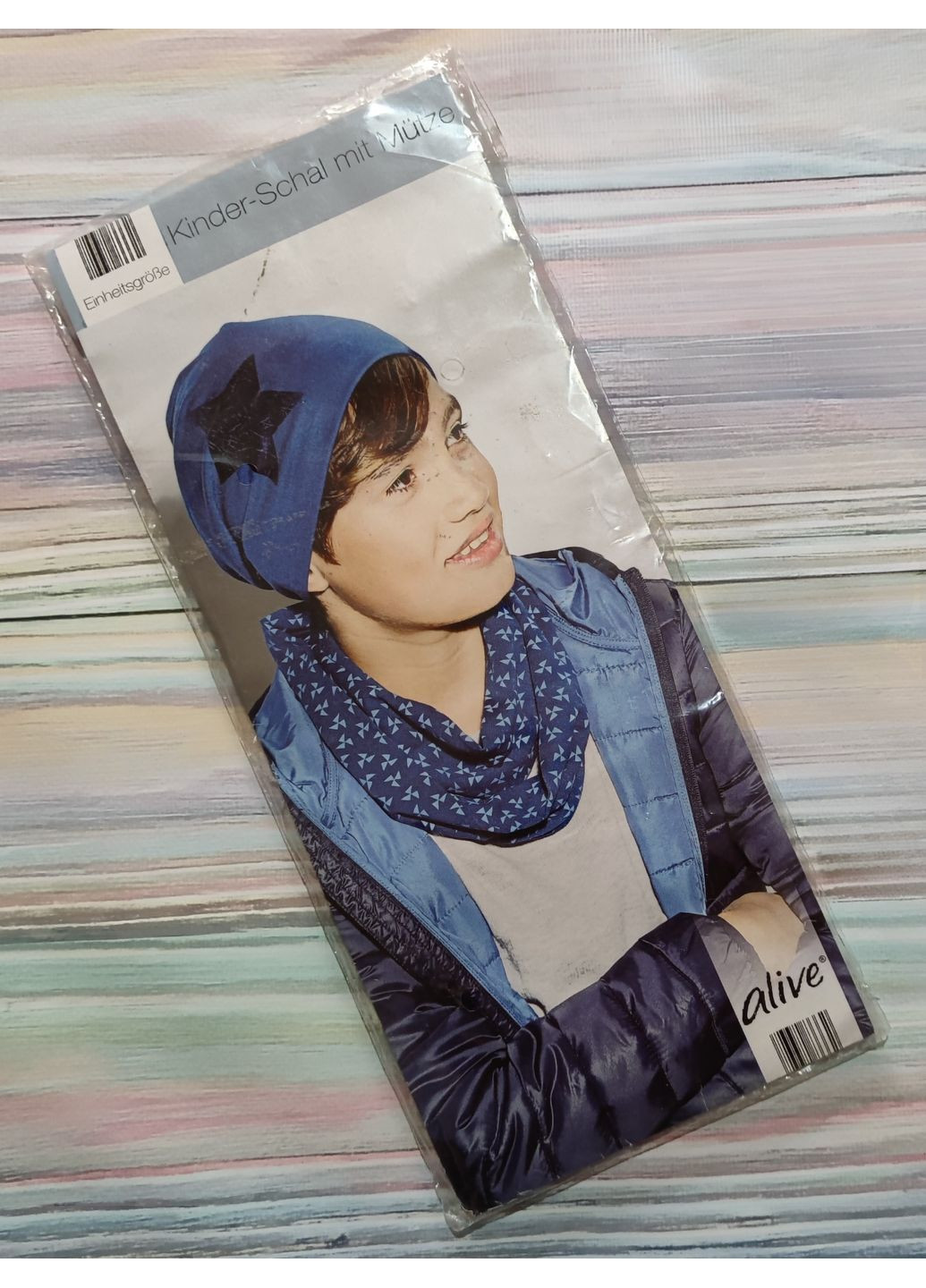 Набір дитяча шапка і хомут для хлопчика 55-56 Синій Alive (370606765)