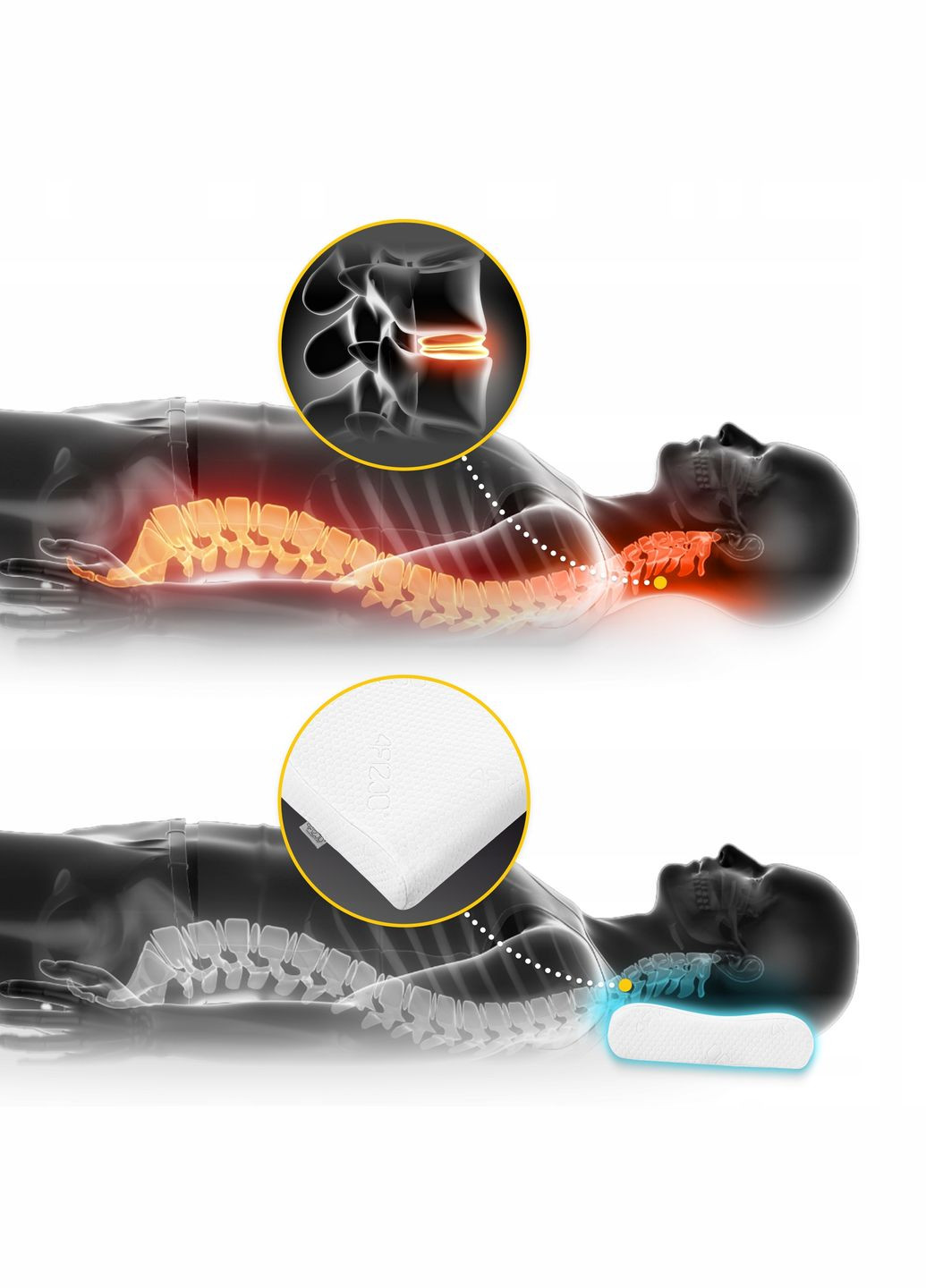 Подушка ортопедическая Ergo+ Small 30 x 50 см охолоджуюча для сна White (P-5907739319418) 4FIZJO (327400662)