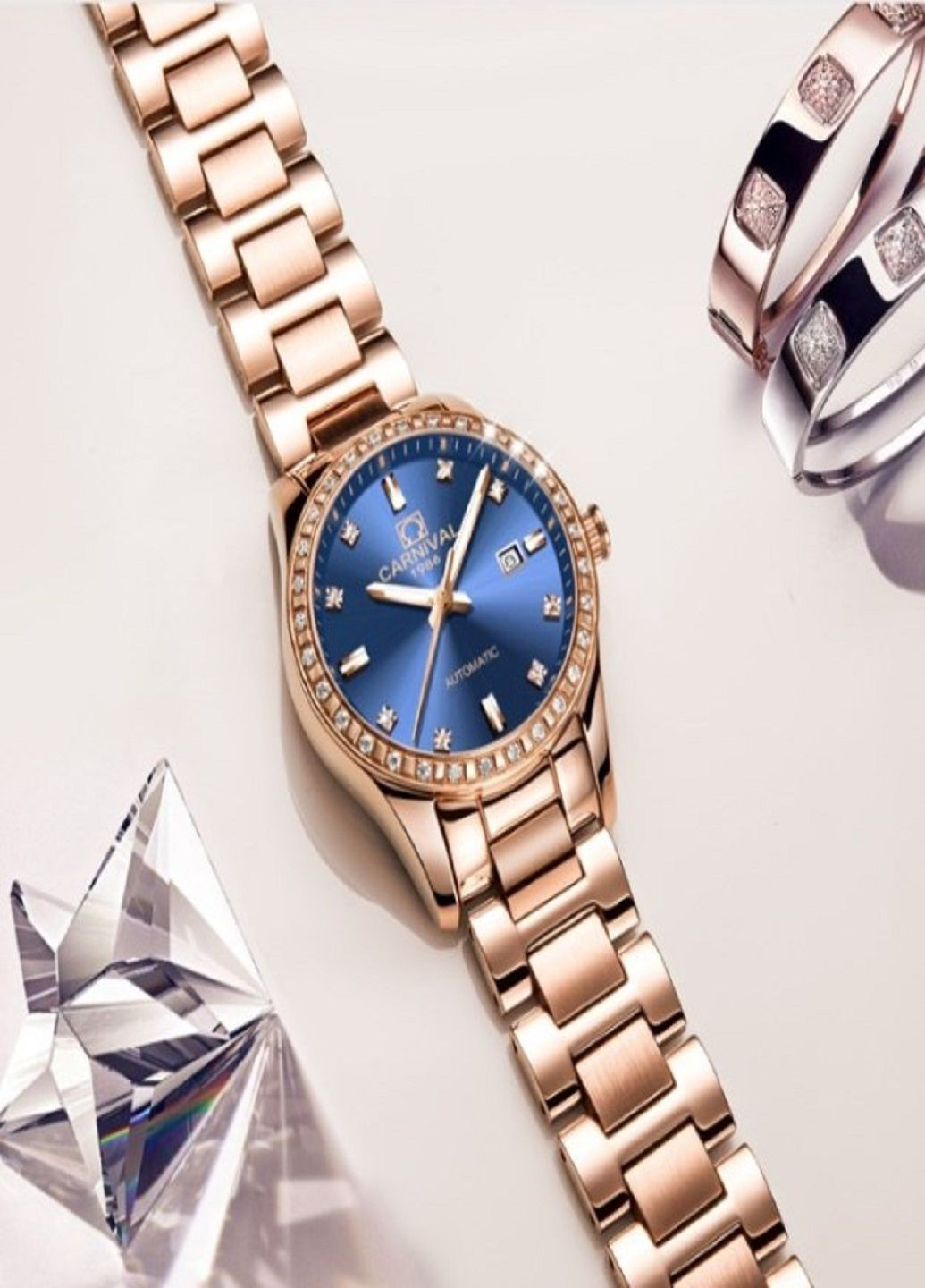 Наручний жіночий механічний годинник Maldives Золотий Carnival (304029079)