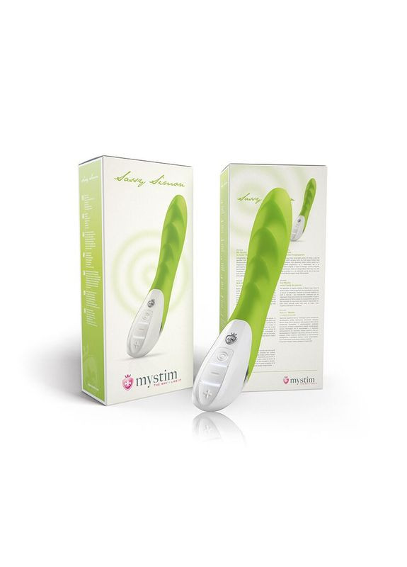 Мощный вибратор Sassy Simon Green с двумя моторами и стимулирующим рельефом Mystim (369947545)