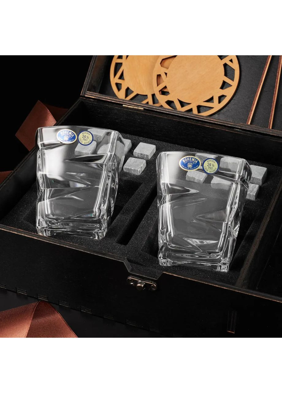 Набор из хрусталя для виски | Секция под алкоголь в подарочной коробке Bohemia Zig-Zag 300 мл Handmade WS209S (364988921)