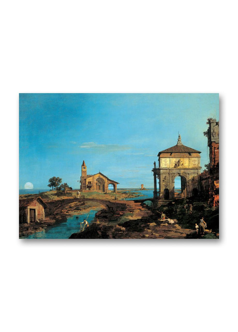 Печать на холсте Остров в лагуне с воротами и церковью Каналетто 30x40 No Brand (346496115)