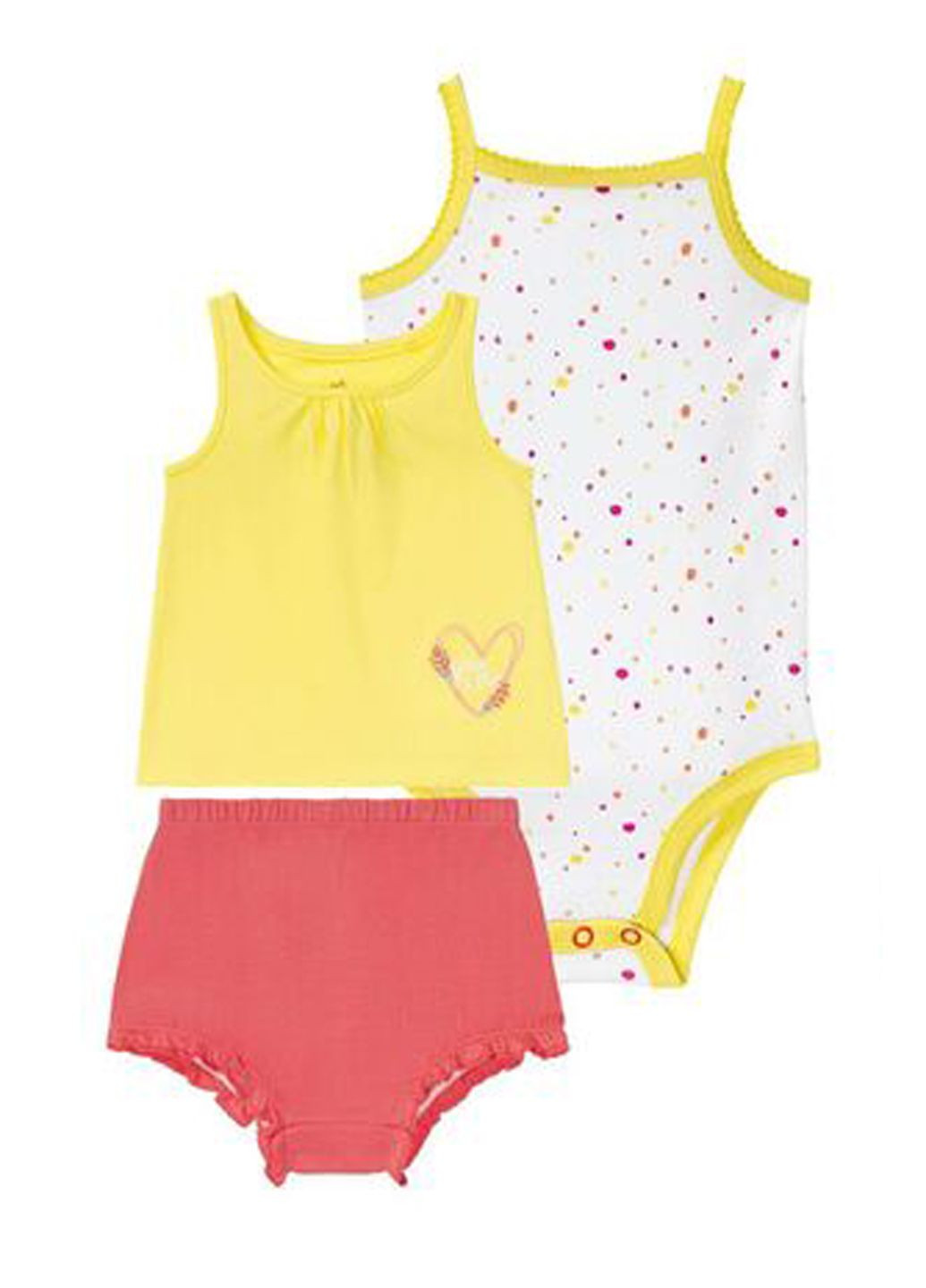 Жовтий демісезонний комплект (майка, боди, шорти) Lupilu