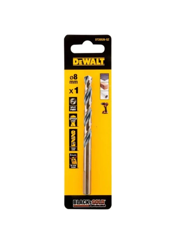 Сверло по металлу Black & Gold, HSS-G, 8.0 х 117 х 75 мм (DT20526) DeWALT (399001916)