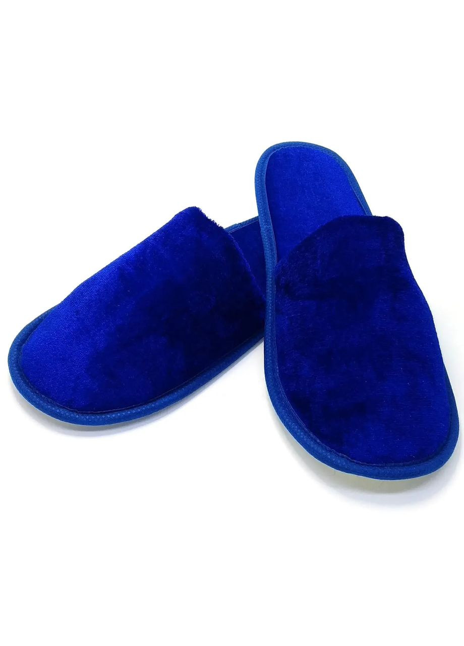 Тапочки велюровые для дома/отеля, синий, закрытый носок, в упаковке 10 пар (ZF-241) Luxyart (322772468)
