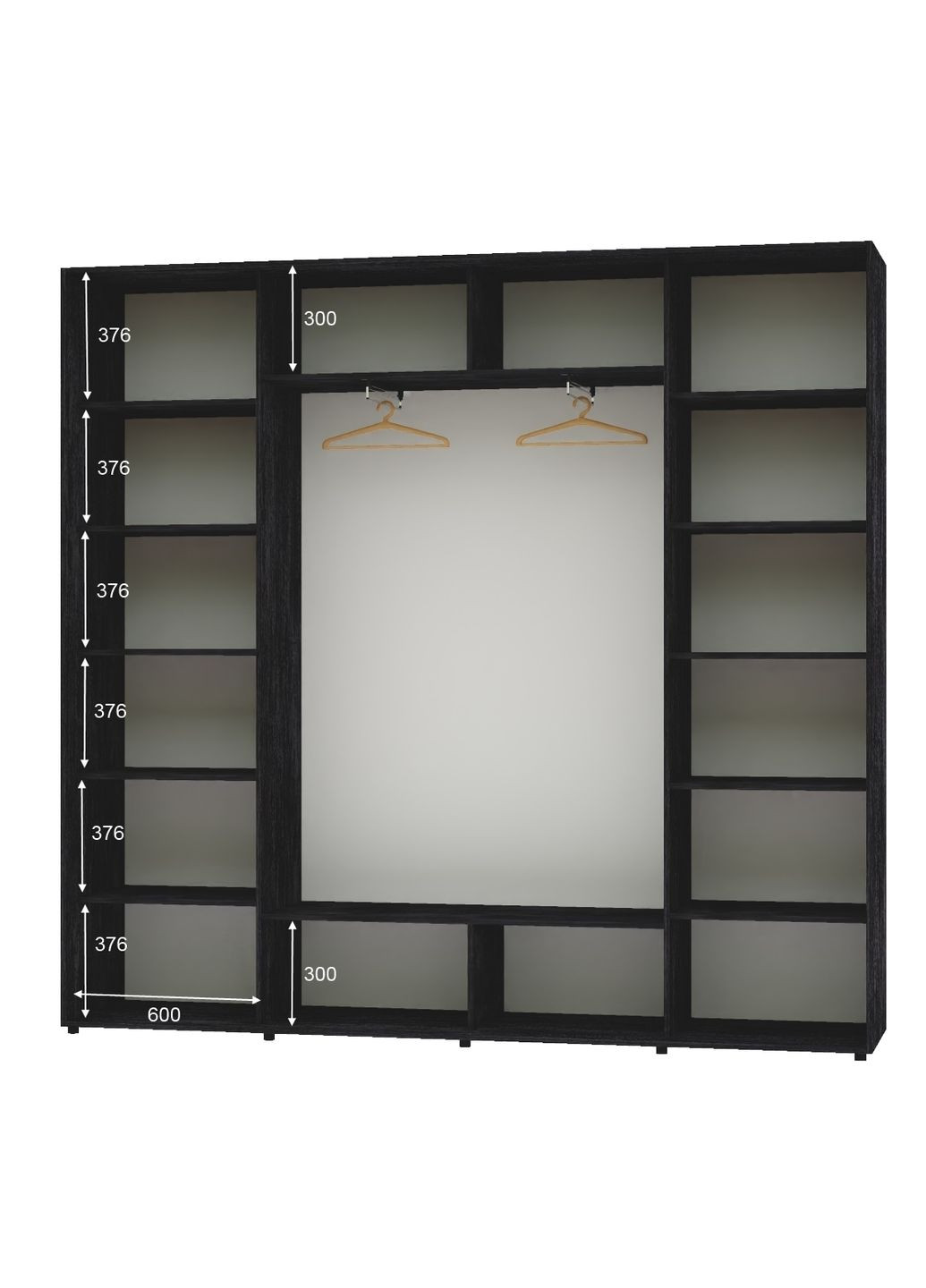 Шафа-купе тридверна 270*45*220 Бетон темний 3 двері Дзеркало ШК-05 Алекса (360477445)
