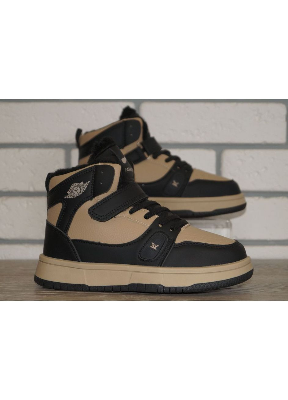 Цветные повседневные, кэжуал зимние ботинки зимние детские / подростковые коричневые с черным Paliament