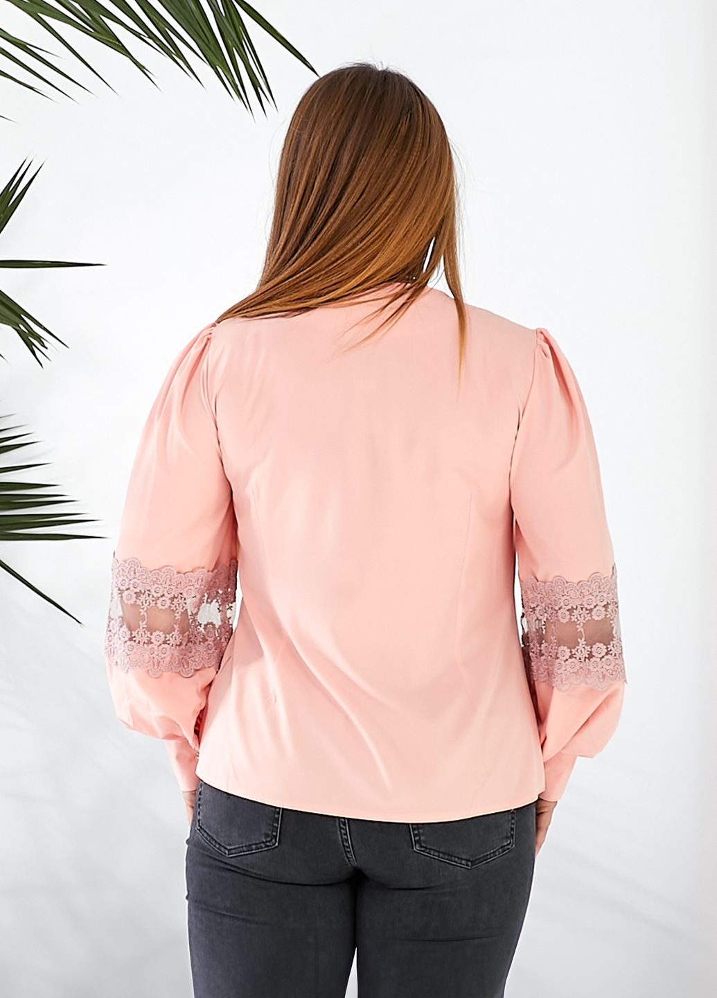 Пудровая блуза с кружевом No Brand