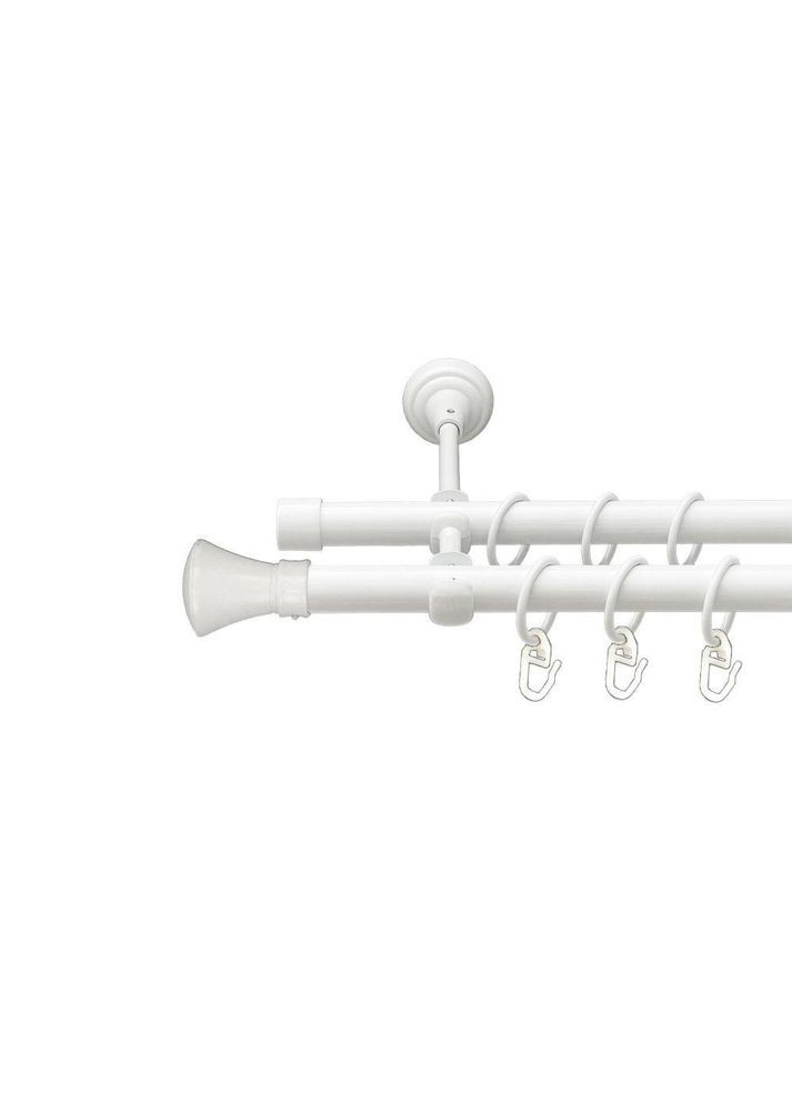 Карниз для штор Колозео металлический двухрядный гладкая труба кольцо металлическое Белый 19\19 мм 200см ORVIT (299334853)