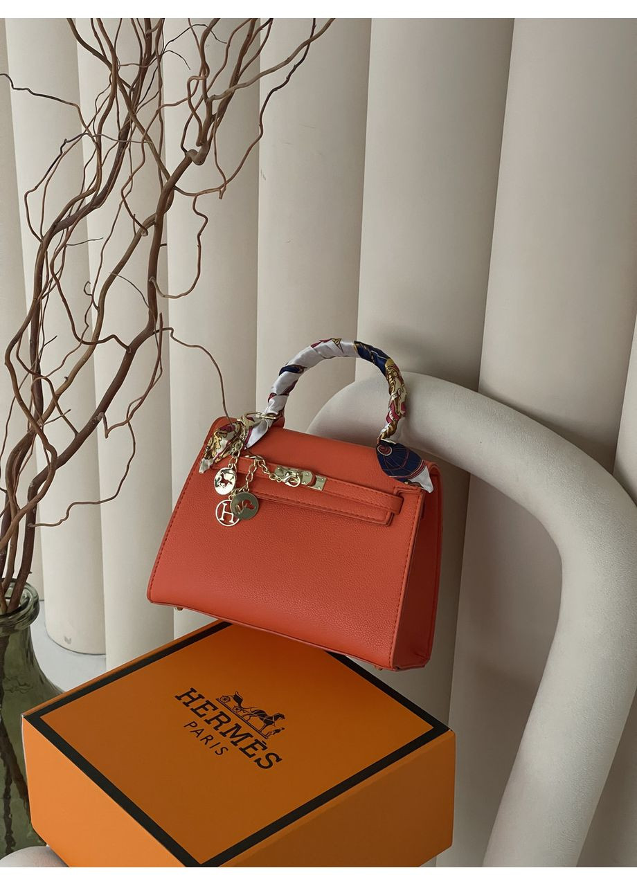 Сумка жіноча Kelly Medium помаранчевий з хусткою крос боді No Brand (369935034)