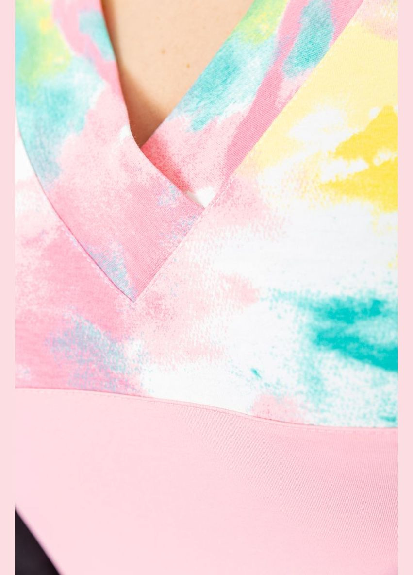 Свитшот женский трехцветный, цвет мятно-розовый, Ager - крой комбинированный - (292130652)