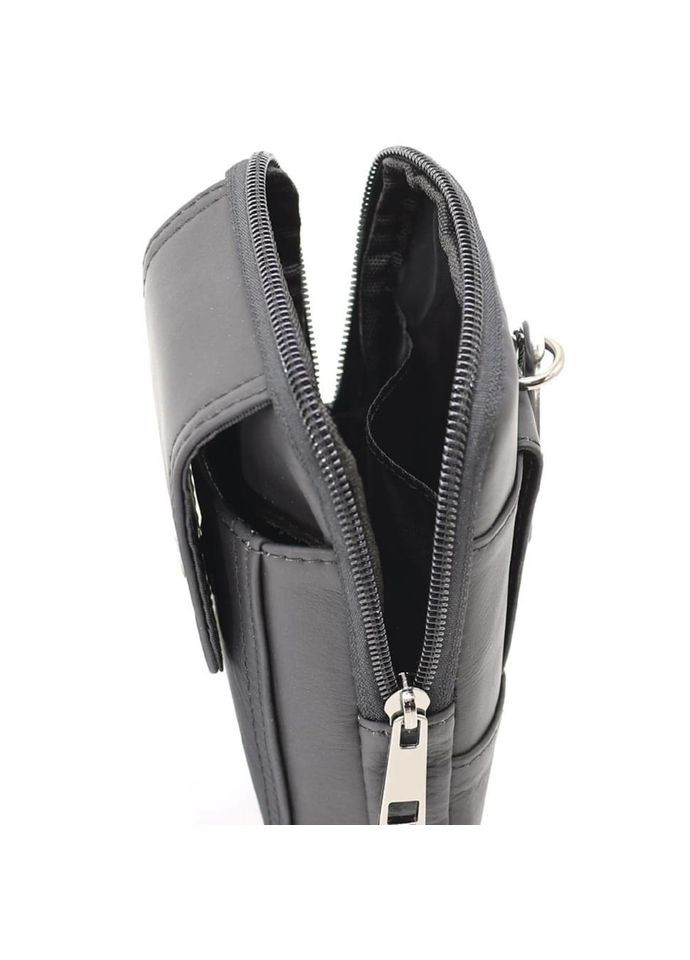 Сумка чехол для телефона на ремень мужская с карабином кожаная маленькая сумочка Черный 35929 BULL (337671208)