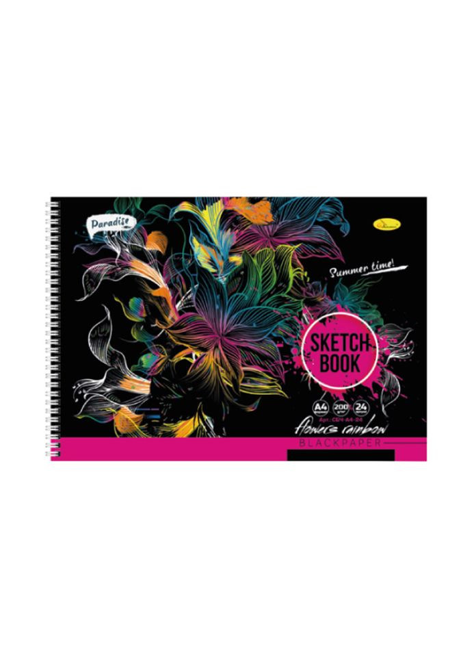 Скетчбук A4 24 листа Flowers rainbow для рисования и творчества художественный блокнот Апельсин (368756560)