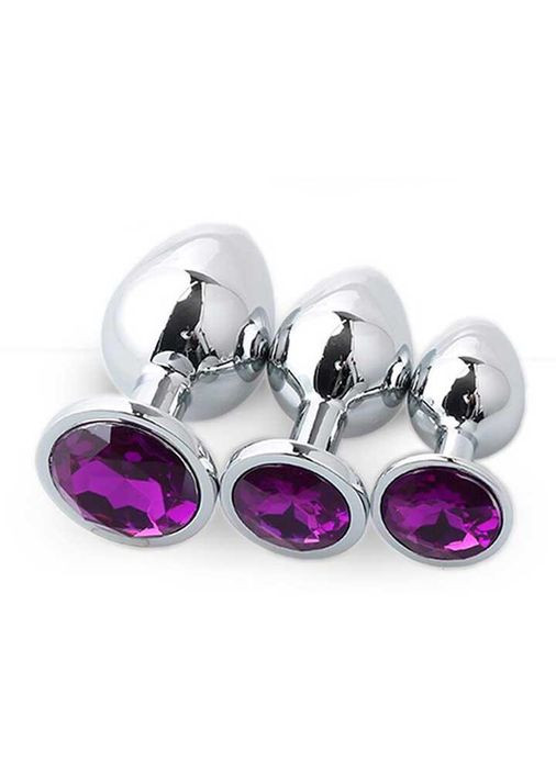 Набір сталевих анальних пробок 3 шт. (S/M/L) - Анальні іграшки No Brand (370612120)