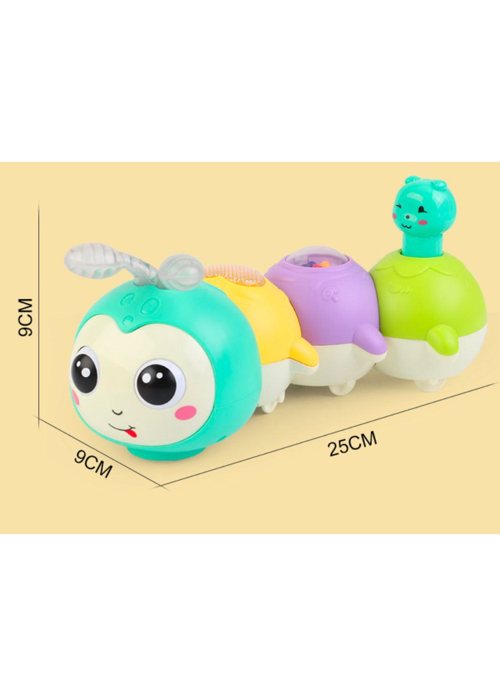 Гусениця-іграшка на колесах | Розвиваюча музична іграшка для дітей | SOLA TOYS No Brand (365784052)