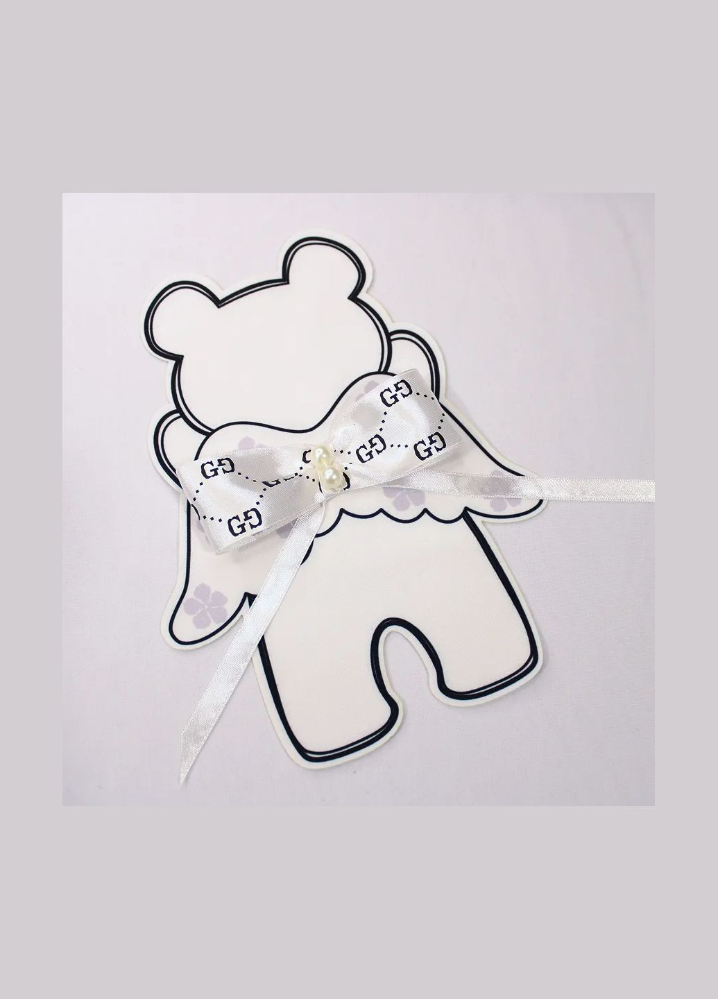 Нашивка тканева з декором фігурна "Ведмедик янгол" (2554) No Brand (346494089)