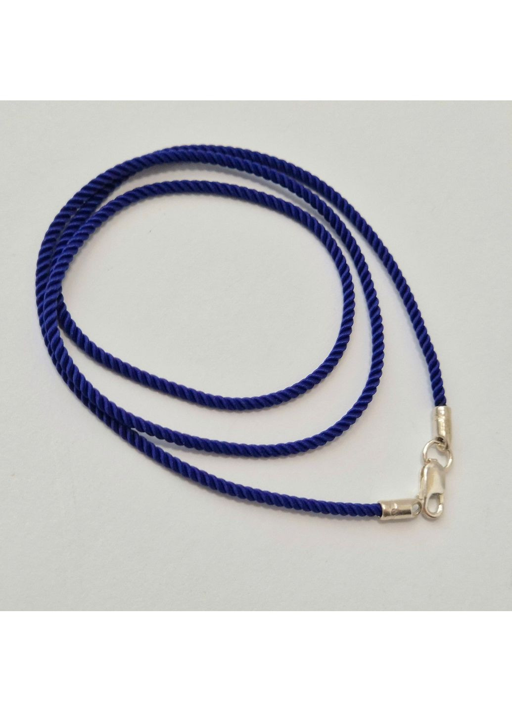 Шнурок на шею милан Синего цвета шелковый 2мм см серебро 925 пробы 6010/2 0.98г Nobrand (363969179)