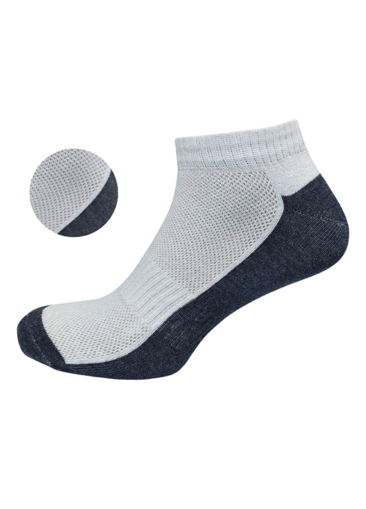 Чорні набір чоловічих шкарпеток коротких сітка з сірою підошвою 40-45 3 пар білий/сірий Лео однотонні (336213584)