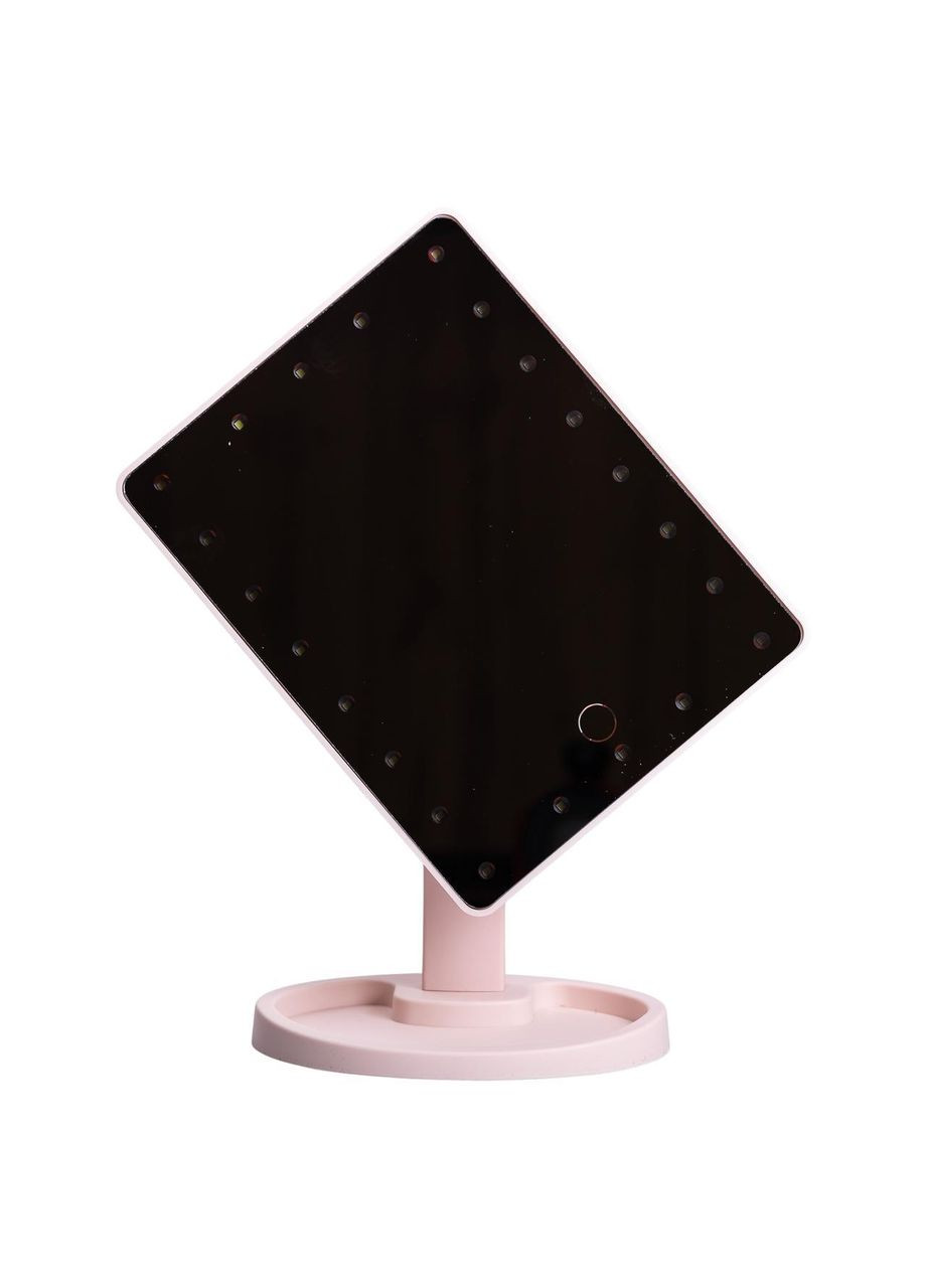 Настільне дзеркало з підсвічуванням 22 LED для макіяжу 21х16 см прямокутне на ніжці USB Рожеве HP-10-4AP Yiwu (370800273)