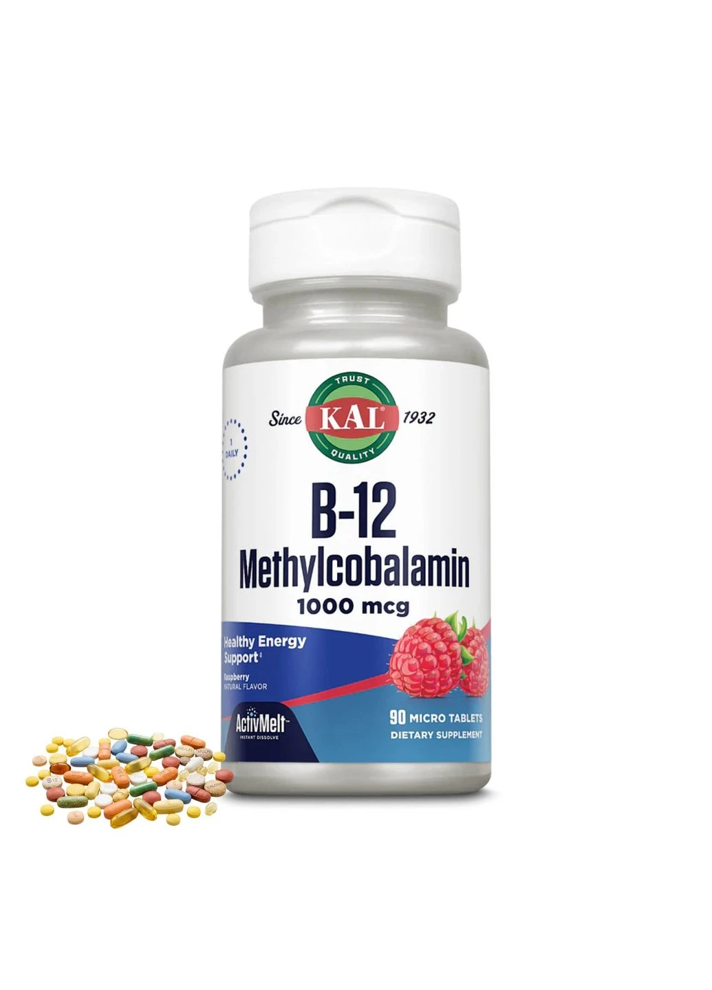 B 12 Methylcobalamin 1000 mcg 90 tabs Raspberry KAL (367958020)