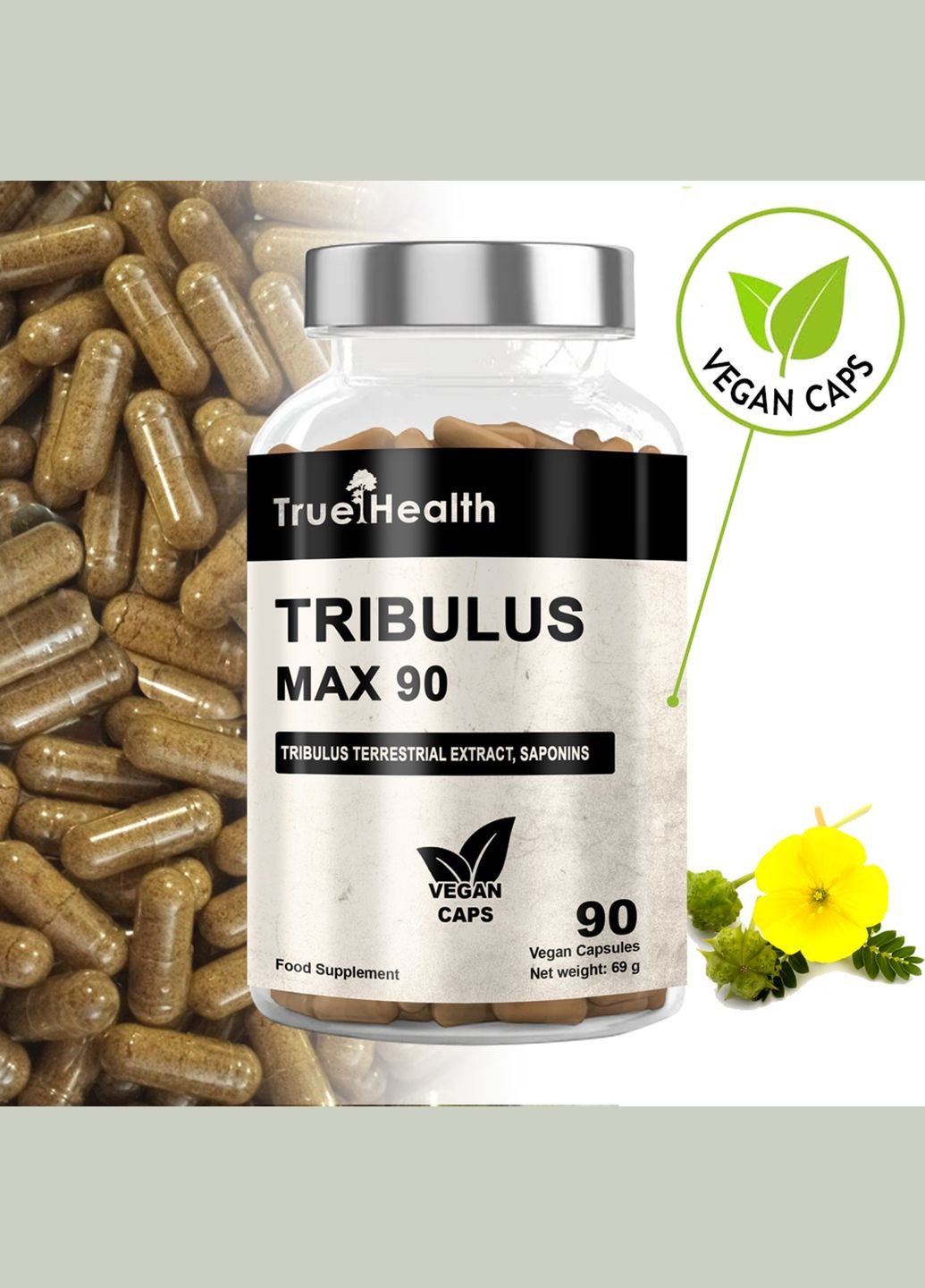 Стимулятор тестостерона Tribulus Max 200mg 90 vegan caps True Health (317173067)