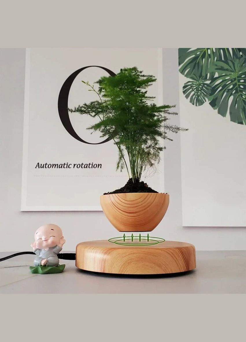 Магнітний левітаційний горщик для рослин HCNT Magnetic Levitating Pot Wood Grain No Brand M10-PS (345105639)