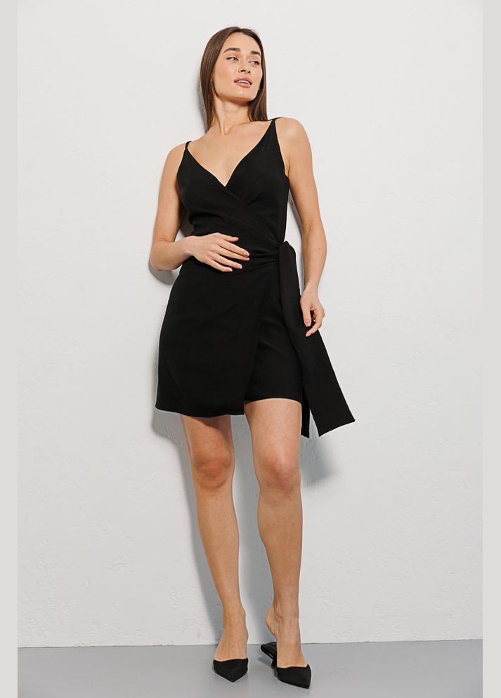 женский короткий сарафан на запах черный Arjen