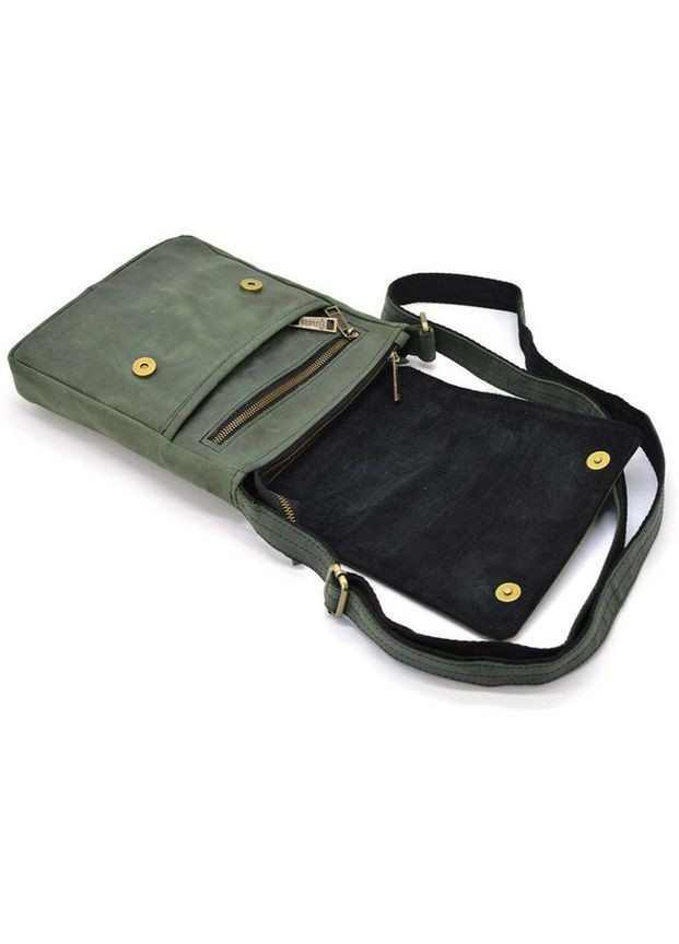 Сумка планшет через плече для документів та для телефону чоловіча з натуральної шкіри середня Зелений 37191 TARWA (353690194)