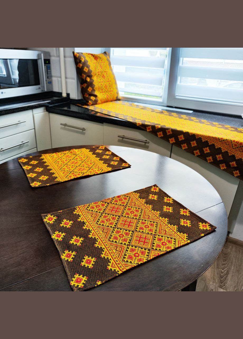 Салфетки на стол под тарелки набор из 2 штук в национальном украинском стиле Карпаты 26х40 Maystat (305390092)