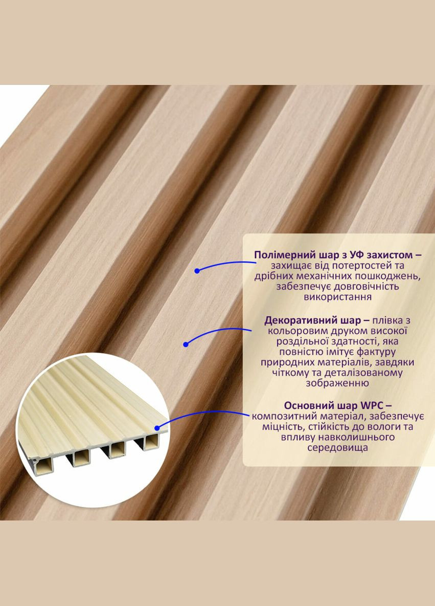 Декоративна стінова рейка 3000x160x23мм (D) SW-00001855 Sticker Wall (298046360)