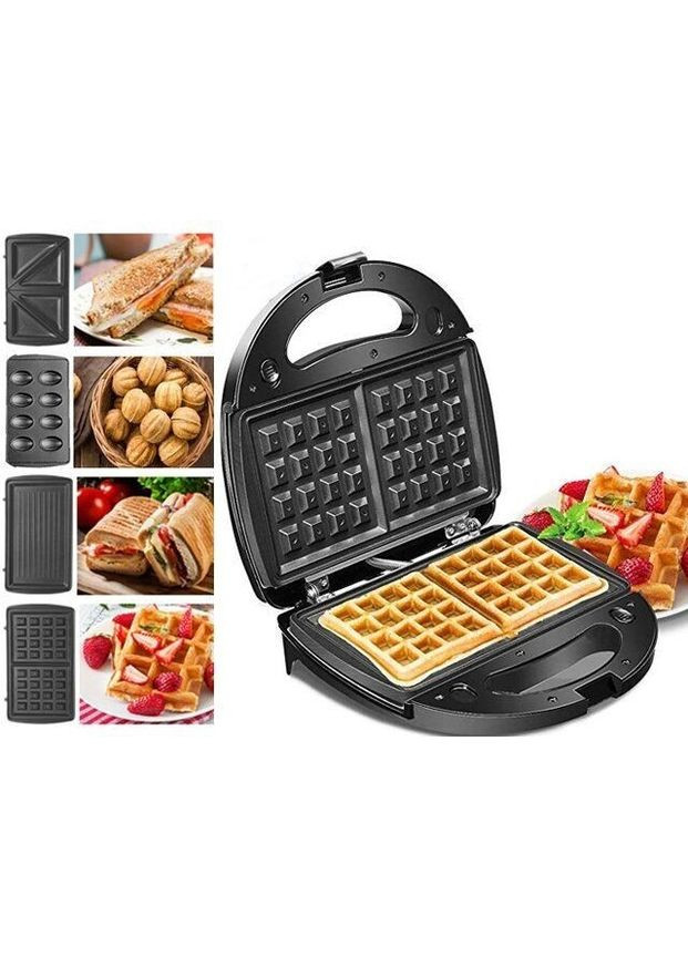 Вафельниця бутербродниця сендвічниця гриль електрична 4 в 1 зі знімними формами CB-1074 Pro Crownberg (306716503)