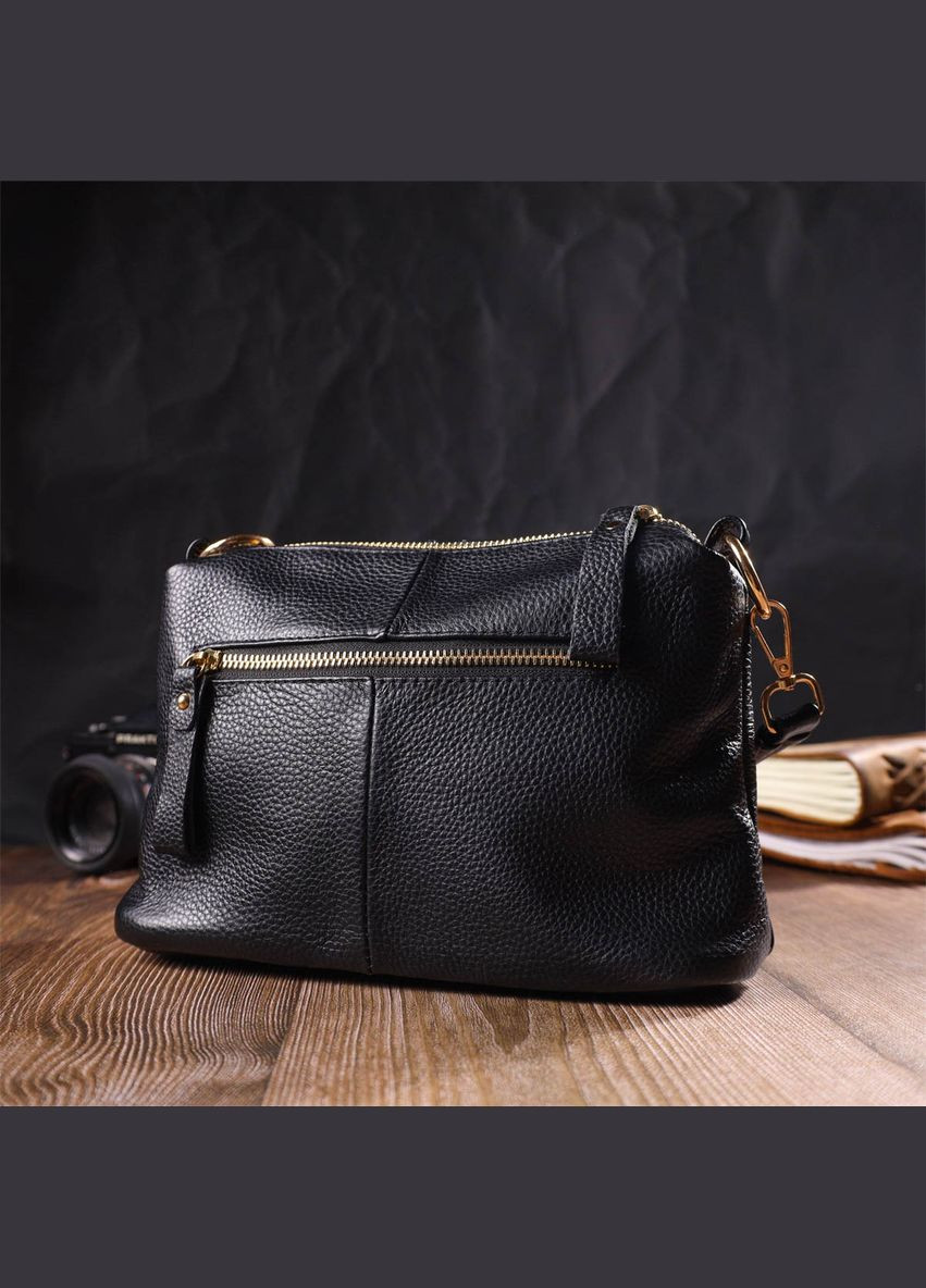 Сумка через плече жіноча шкіряна 22135 Чорний Vintage (302008160)