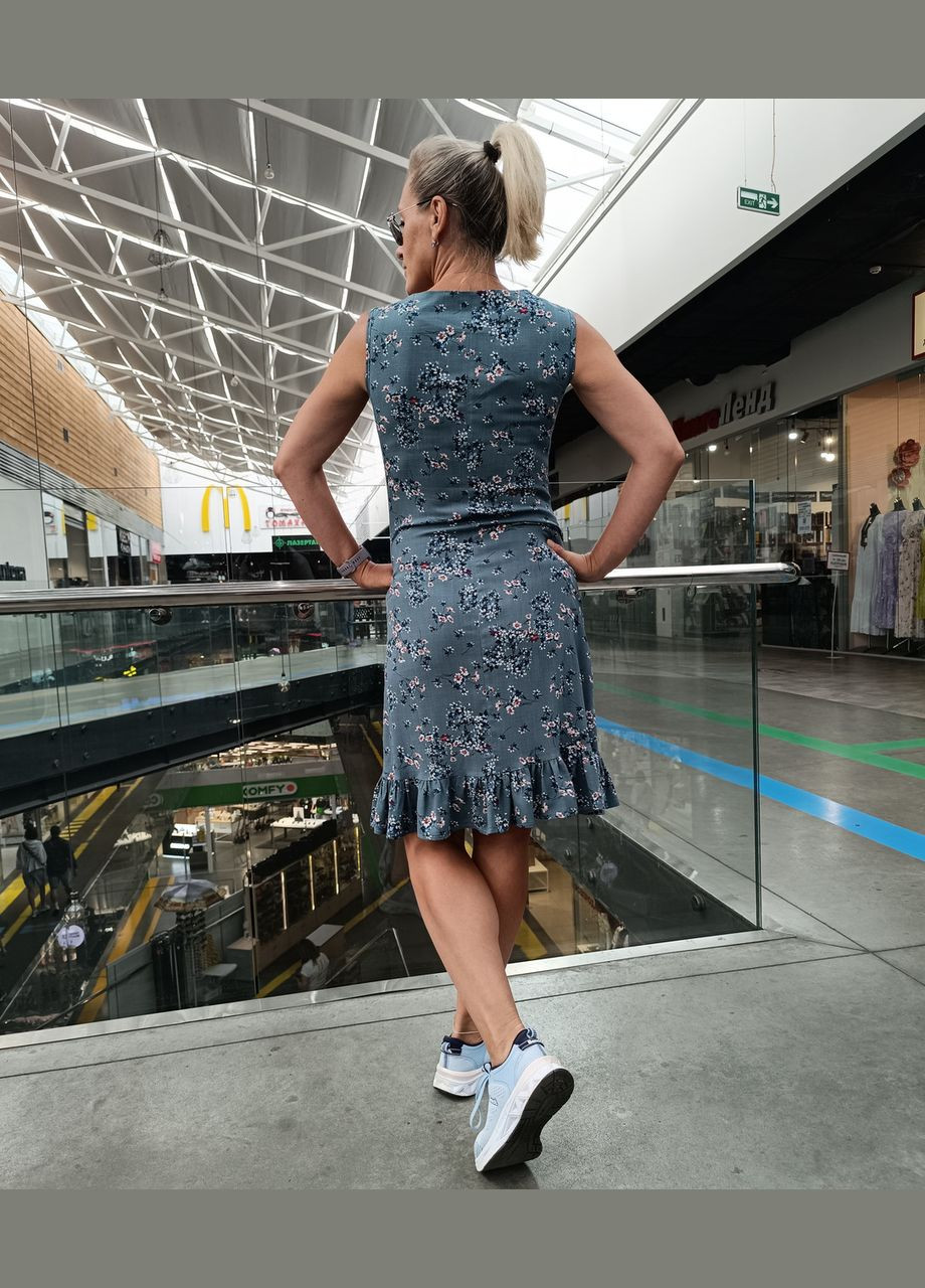 Зелена кежуал сукня-сарафан стретч-льон 2 Льва