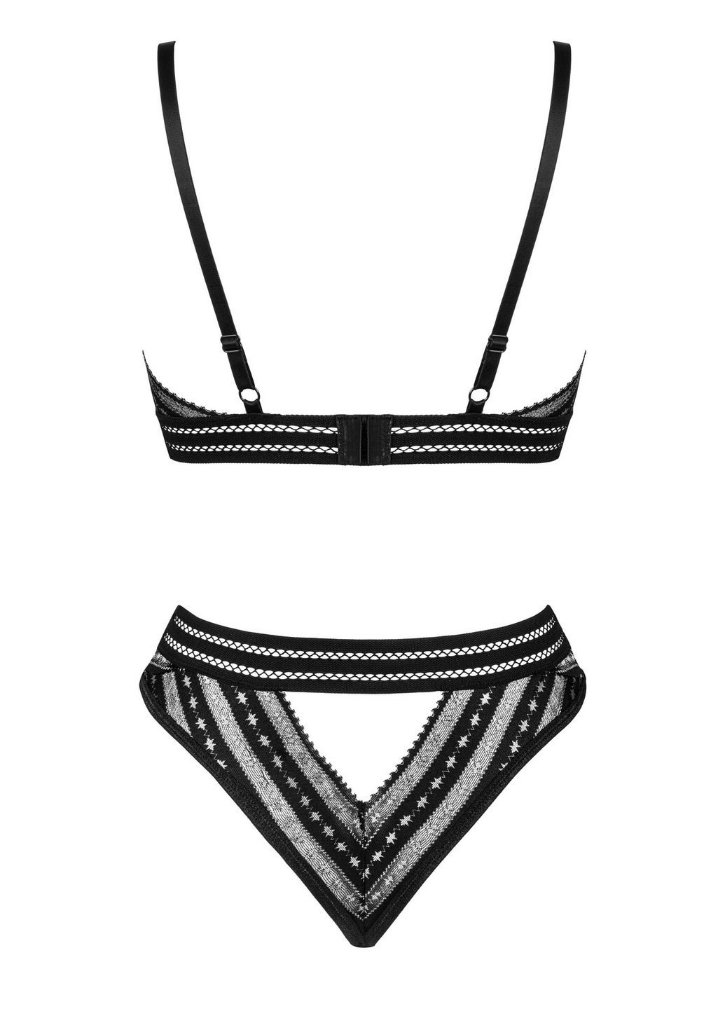 Черный демисезонный комплект белья кружевной natilya set Obsessive