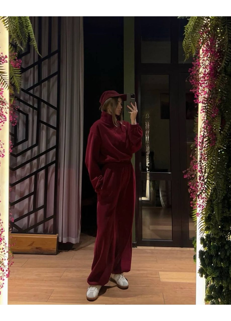 Теплый комбинезон на флисе — ЗАМЕРЫ В ОПИСАНИИ GD/GL Модний простір комбинезон-брюки однотонный бордовый повседневный трехнитка с начесом