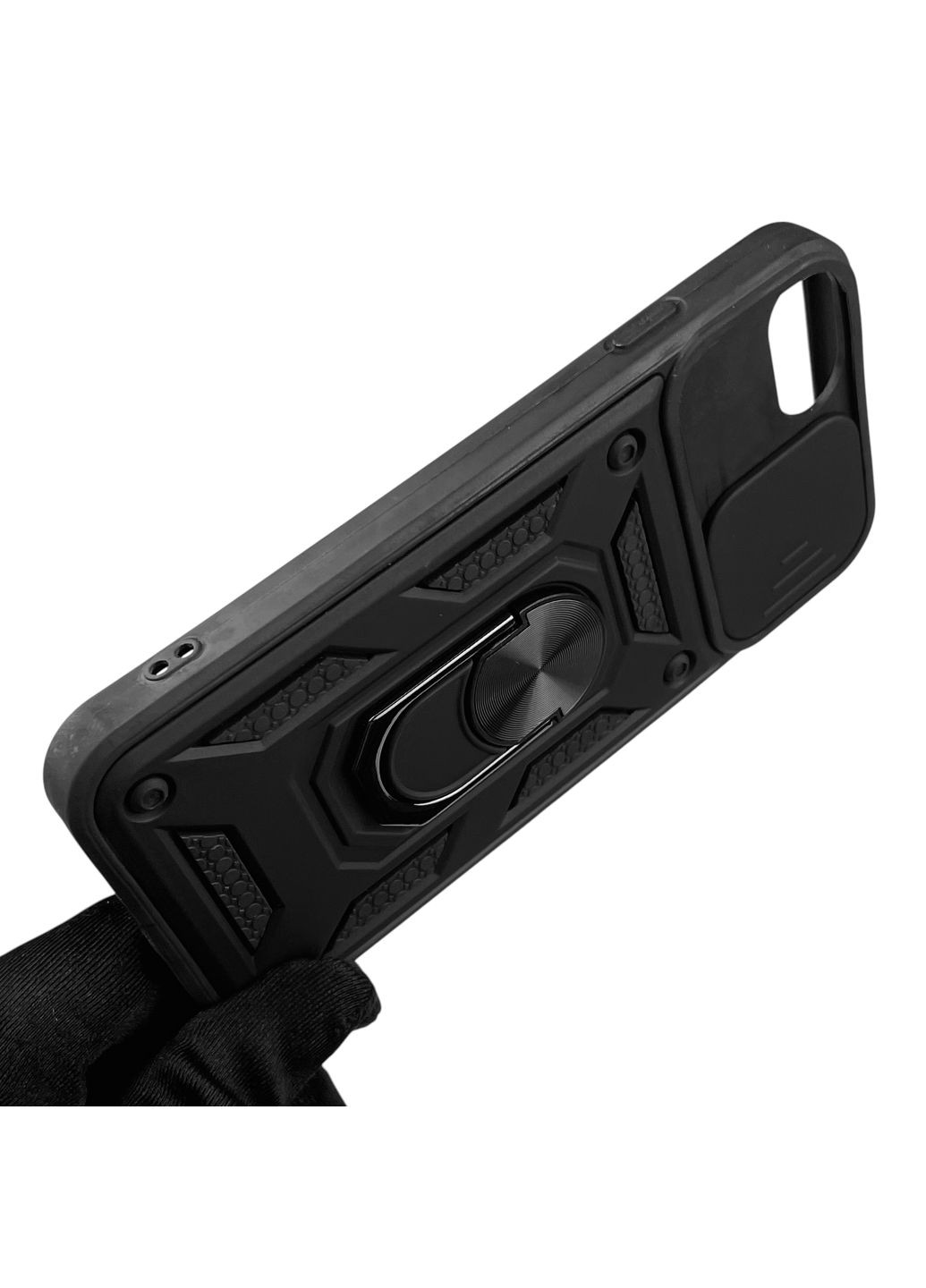 Чехол для iPhone 8 бронированный с кольцом со шторкой на айфон 8 чёрный rg1 Apple (366229644)