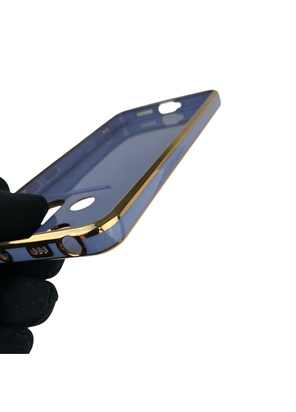 Чехол для POCO X6 с защитой камеры с золотой окантовкой на поко х6 синий gs1 Xiaomi (366233642)