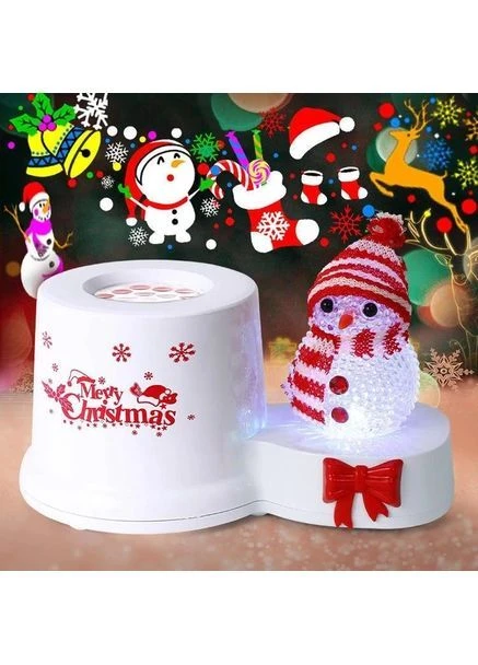 Ночник-проектор снеговик на подставке 3Вт светодиодный USB 185x115x95мм White/Red No Brand (367624933)