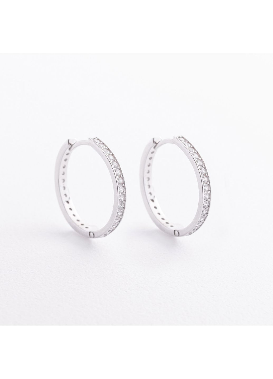 Срібні сережки - кільця з фіанітами 902-01062 Oniks (372184667)