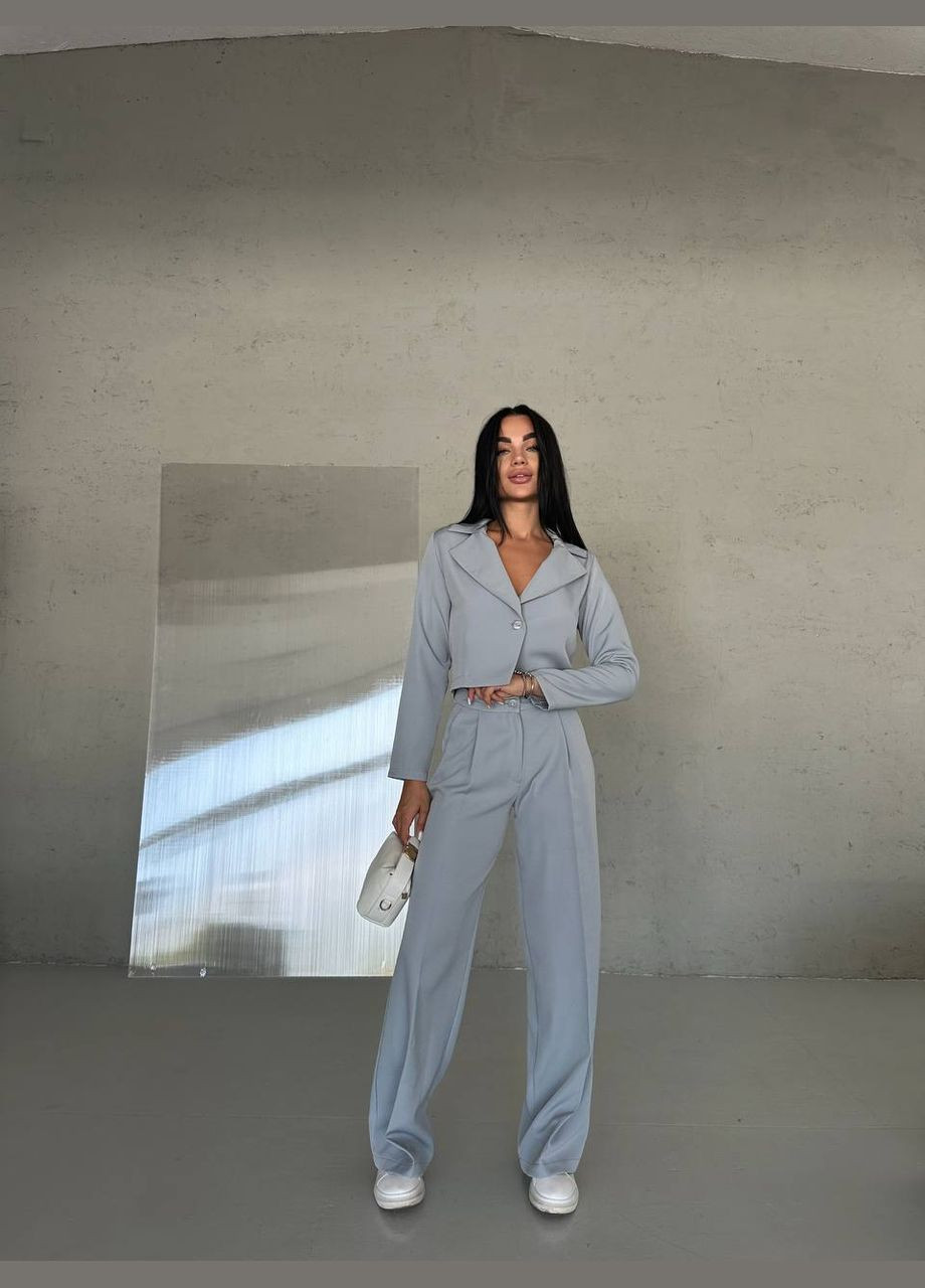 Женский серый костюм двойка No Brand (333830496)